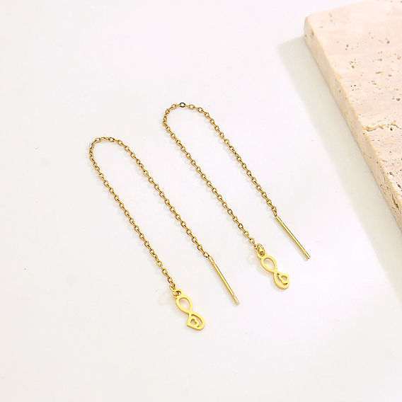 Минималистская бесконечность из нержавеющей стали с сердечком в виде ушка