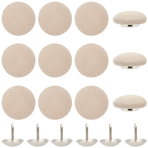 36шт. плоские круглые тканевые колпачки для ногтей, с алюминиевой заклепкой, аксессуары для шляп, платина