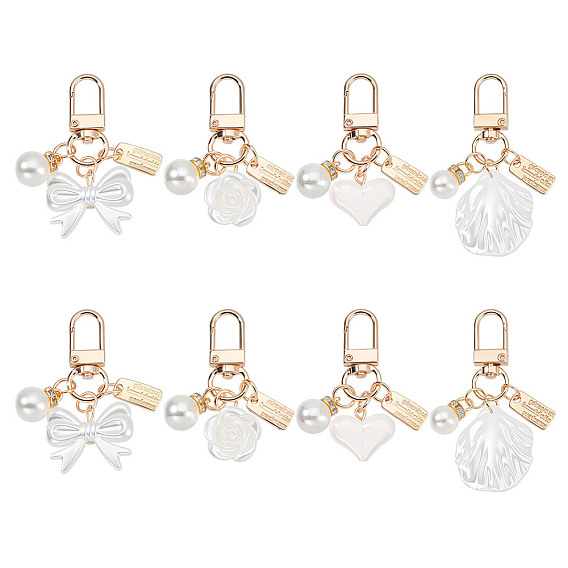 8 шт. 4 стили имитация АБС подвесные украшения, с застежкой из сплава и железа, разнообразные