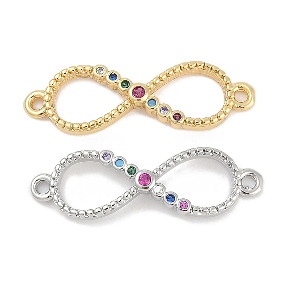 Латунные микро-паве разноцветные кубические цирконии бесконечность соединительные подвески, без свинца и без кадмия, долговечный, стойки покрытие