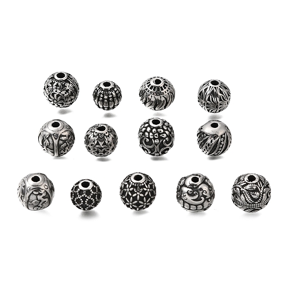 Гравированные 304 бусины из нержавеющей стали, круглые