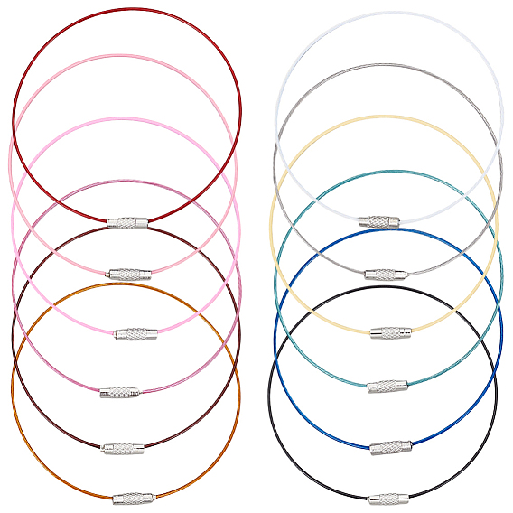36шт 12 цвета стальная проволока браслет шнур для самостоятельного изготовления ювелирных изделий, с застежками из латуни 