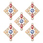 Alloy Enamel Connector Charms with Synthetic Turquoise, Rhombus Links with Colorful Evil Eye, Nickel