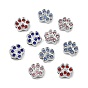Alloy with Rhinestone Slide Charms, Paw Print, Platinum