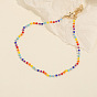 Bohemian Beach Anklet for Women - Colorful Rainbow Glass Bead Foot Jewelry Accessory