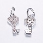 Long-Lasting Plated Brass Micro Pave Cubic Zirconia Charms, Heart Key