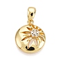 Латунные микро проложить кубического циркония подвески, без кадмия, без никеля и без свинца, плоский круглый с солнечными чарами