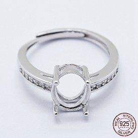 925 éléments en argent sterling, avec zircons, réglable, ovale