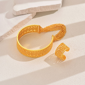 Винтажный ближневосточный сплав, полый браслет и кольцо, комплект для свадьбы