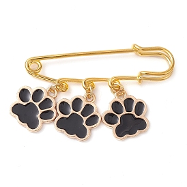 Dog Paw Print Charms Safety Pin Brooch, Alloy Enamel Kilt Pins