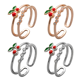 4 шт. 2 цвета вишневой латуни с микропаве из кубического циркония кольца-манжеты для женщин