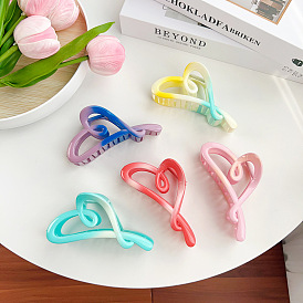 Gradient Color Heart Plastic Large Claw Hair Clips, Hair Accessories for Women & Girls