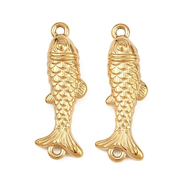 304 Stainless Steel Connector Charms, Fish Links, Ion Plating(IP)