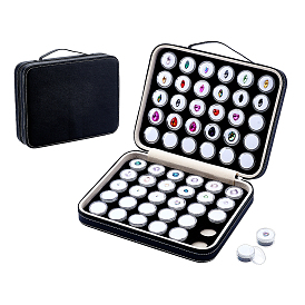 Круглые пластиковые футляры с россыпью бриллиантов, с губкой внутри, с прямоугольными ручками-молниями из искусственной кожи