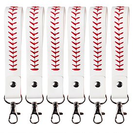 6 шт. подвесные украшения из искусственной кожи, прямоугольные, бейсбол