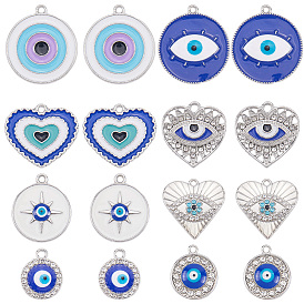 32 шт 8 стили подвески из сплава эмали, злые глаза, разнообразные