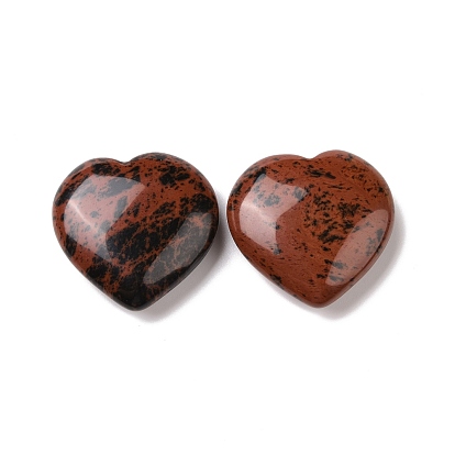 Natural Mahogany Obsidian Heart Love Stone, Pocket Palm Stone for Reiki Balancing