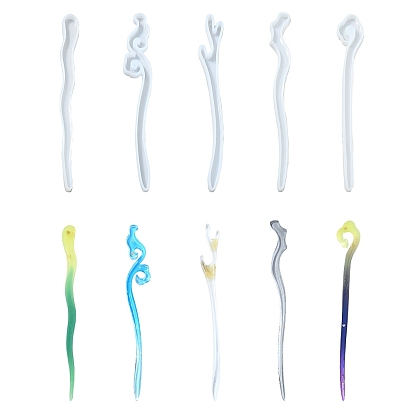 5 шт. 5 силиконовые формы diy шпильки для волос, формы для литья смолы, для уф-смолы, изготовление ювелирных изделий из эпоксидной смолы, заколки для волос