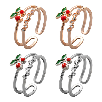 4 шт. 2 цвета вишневой латуни с микропаве из кубического циркония кольца-манжеты для женщин