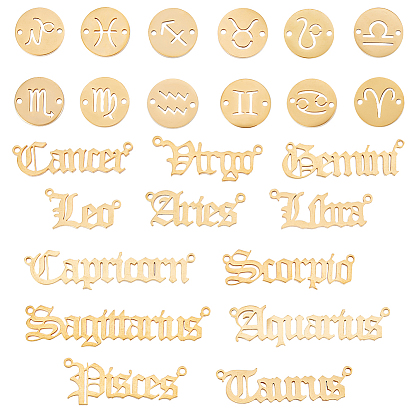 2 наборы 2 стили 201 подвески-подвески из нержавеющей стали, двенадцать созвездий