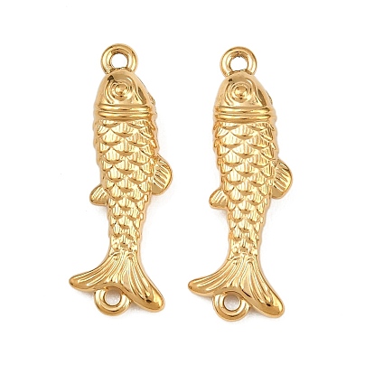 304 Stainless Steel Connector Charms, Fish Links, Ion Plating(IP)