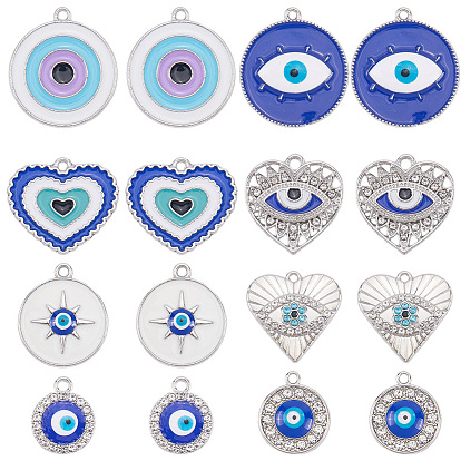 32 шт 8 стили подвески из сплава эмали, злые глаза, разнообразные