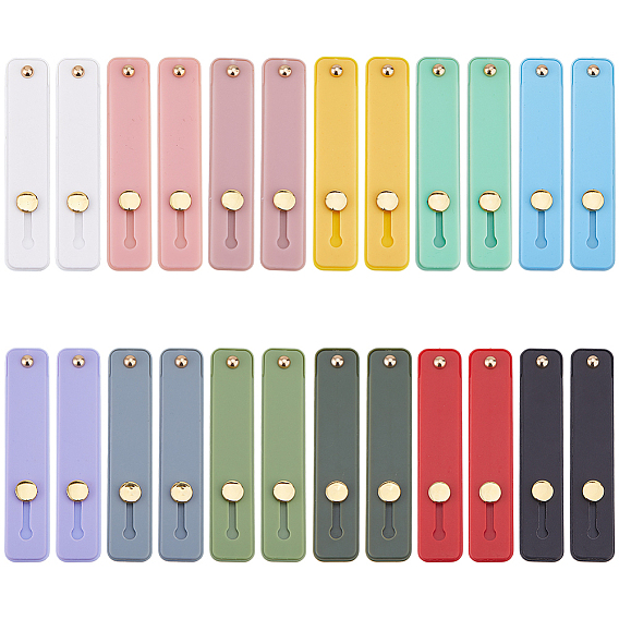 24Pcs 12 Colors Rectangle Silicone Phone Strap Grip Holder Finger, Telescopic Phone Finger Strap Stand, Universal Finger Kickstand, Golden