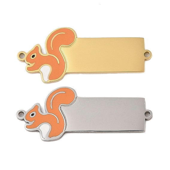 304 подвески-соединители из нержавеющей стали с темно-оранжевой эмалью, белка ссылки