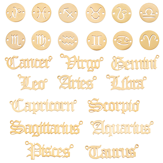 2 наборы 2 стили 201 подвески-подвески из нержавеющей стали, двенадцать созвездий