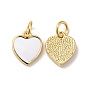 Rack Plating Brass Enamel Pendants, with Jump Ring, Cadmium Free & Nickel Free & Lead Free, Real 18K Gold Plated, Heart