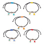 Alloy & Brass Beads Braided Bracelets, with Glass Seed Pendant, Mixed Shapes