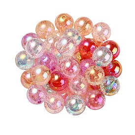 Placage uv perles acryliques irisées arc-en-ciel transparentes, perles à bulles, ronde