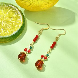 Серьги из натурального сердолика для женщин, латунные эмалированные серьги с вишневыми и стеклянными элементами, с 304 нержавеющей стали серьги крючки