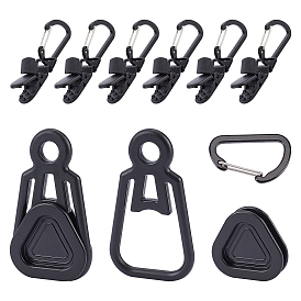 SUPERFINDINGS Plastic & Aluminium Alloy Tarp Clips, with Carabiner Clips, for Outdoors Camping Awning Tent