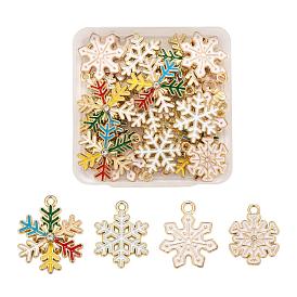 24Pcs 4 Style Alloy Enamel Pendants, Cadmium Free & Nickel Free & Lead Free, Christmas Snowflake