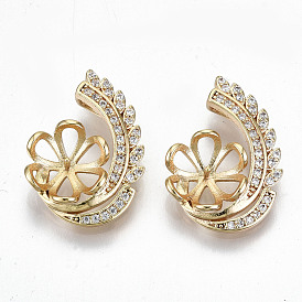 Латунная микропаве из прозрачного кубического циркония, для полуразрушенной бусины, без никеля , цветок