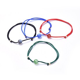 Nylonschnur Armbänder, mit natürlichen gemischten Edelstein- und Messingfunden