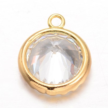 Diamond Brass Cubic Zirconia Pendants, 16x14x7mm, Hole: 1mm