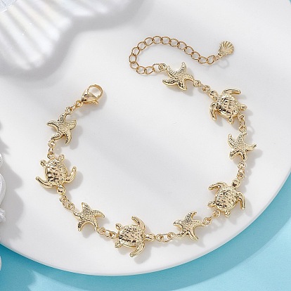 304 Браслеты-цепочки из нержавеющей стали для женщин, черепаха и морская звезда