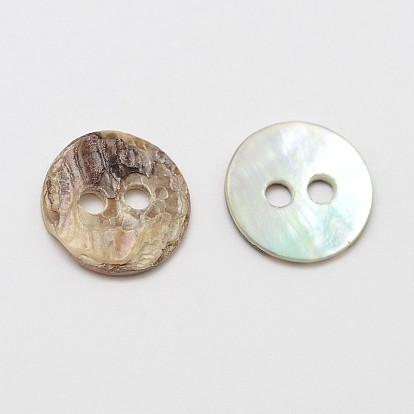 2-Hole Flat Round Mother of Pearl Buttons, Akoya Shell Button