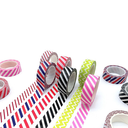 Adhesive Paper Decorative Tape, Stripe Pattern, for Card-Making, Scrapbooking, Diary, Planner, Envelope & Notebooks