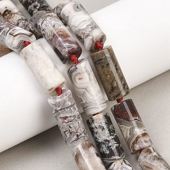 Натуральные мексиканские бусины из агата «Crazy Lace», колонка