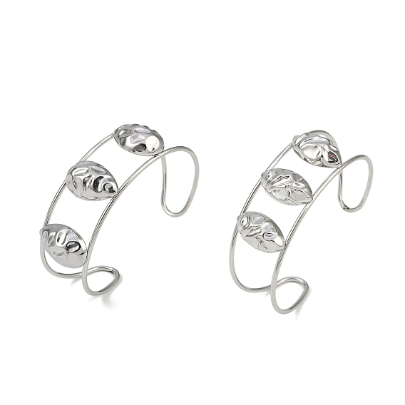 304 широкие открытые браслеты-манжеты из нержавеющей стали с текстурой «конский глаз»