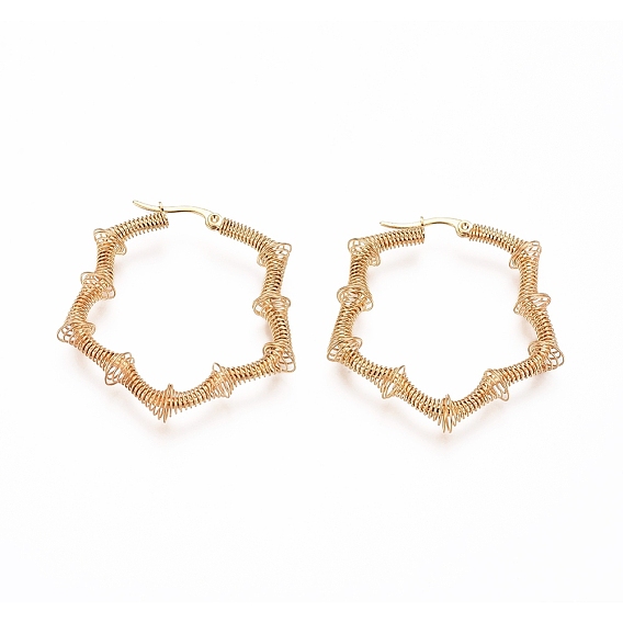 Прочные серьги-кольца 304 из нержавеющей стали, обмотанные проволокой, гипоаллергенные серьги, звезда