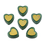 Imitation Jade Spray Painted Glass Beads, with Golden Plated Brass Findings, Heart
