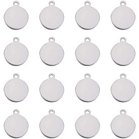 201 pendentifs d'étiquettes vierges en acier inoxydable, polissage d'un côté, plat rond