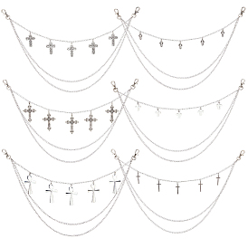 6 шт. 6 стили сплав крест подвеска 304 нержавеющая сталь 3 многослойные цепи для джинсов брюки