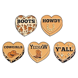 Cowgirl Heart Shaped Alloy Enamel Pins Brooch