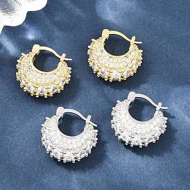 Латунные серьги-кольца из прозрачного кубического циркония, c-образный, без свинца и без кадмия, долговечный, стойки покрытие