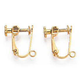 Placage ionique (ip) 304 convertisseur de boucle d'oreille à clip en acier inoxydable, clips de boucles d'oreilles à vis, pour la confection de boucles d'oreilles non percées, avec boucle
